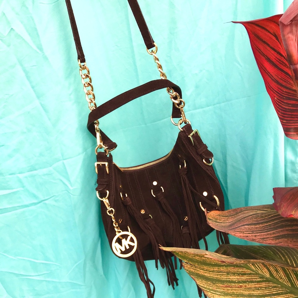 Michael Kors Presley Suede Fringe Tassel Crossbody